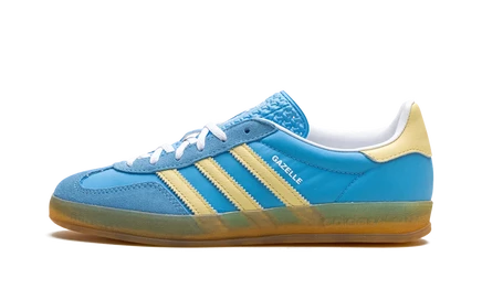 Женские кеды Adidas Gazelle Indoor «Semi Blue/Almost Yellow»