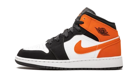 Кеды для мальчиков Jordan Air Jordan 1 Mid «Shattered Backboard», оранжево-белые