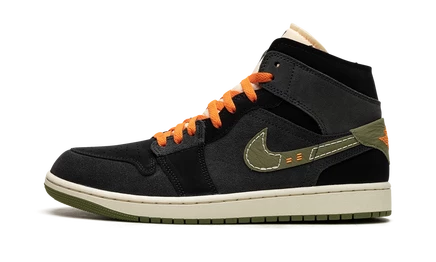 Кроссовки Jordan AJ1 Mid SE Craft, антрацит/оливковый