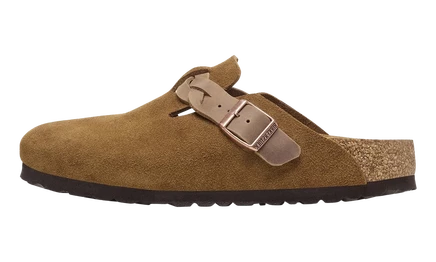 Сабо Birkenstock Boston из плетеной замши, норковый, узкая посадка