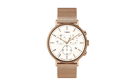 Часы Timex Fairfield Chronograph 41 мм, розовое золото/белый