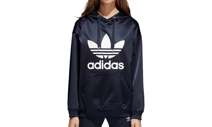 Худи Adidas Trefoil сатиновое, темно-синее/белое