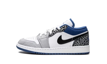 Детские кроссовки Jordan 1 Low SE True Blue, бело-синие