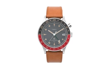 Часы Timex Waterbury GMT 39 мм с кожаным ремнем, песочные