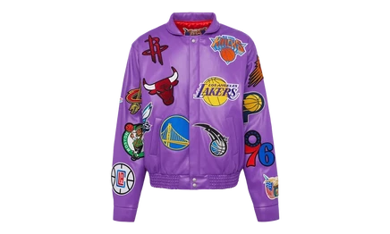 Куртка Jeff Hamilton NBA Collage веганская кожа, фиолетовая