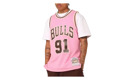 Мужская майка Mitchell & Ness Bulls 1997 Dennis, розовая