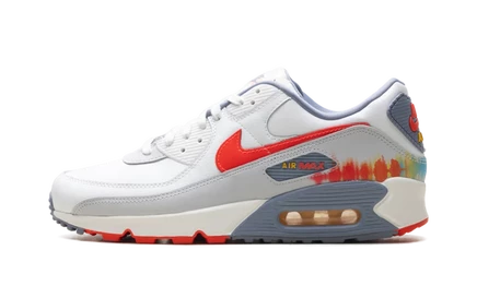 Кроссовки Nike Air Max 90 Premium, бело-серо-платиновые с красным
