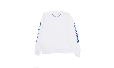 Футболка с длинным рукавом Chrome Hearts Neck Logo, бело-голубая