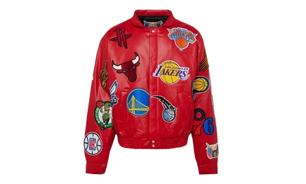 Куртка Jeff Hamilton NBA Collage из веганской кожи, красная