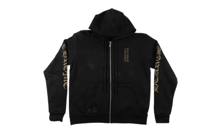Худи Chrome Hearts Vertical Logo Zip-Up, черная/оливковая