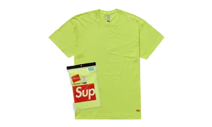 Футболки Supreme Hanes Tagless (2 шт.), флуоресцентно-желтые