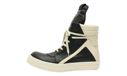 Мужские кожаные кроссовки Rick Owens Geobasket, черно-молочные