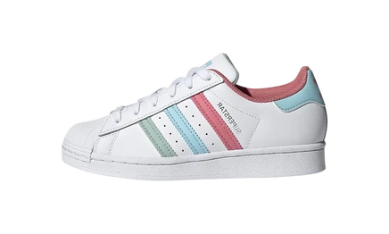 Детские кроссовки Adidas Superstar, белый/нежно-розовый/голубой