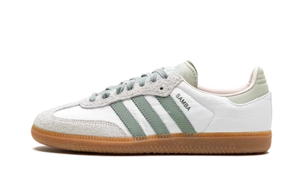 Женские кеды Adidas Samba OG, серебристо-зеленые