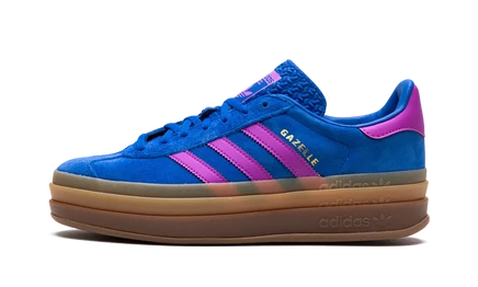 Женские кеды Adidas Gazelle Bold, синие с бледно-розовыми вставками