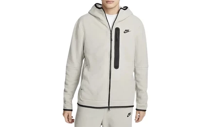Худи Nike Tech Fleece на молнии зимняя, серо-черная