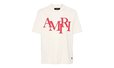 Мужская футболка Amiri Staggered Logo, кремовая