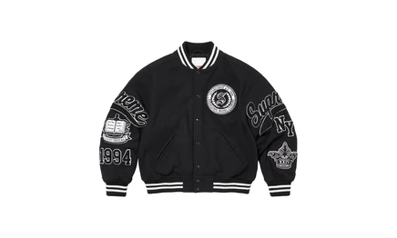 Куртка-бомбер supreme veritas varsity, черная