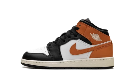 Детские кроссовки Jordan 1 Mid GS, оранжево-черные
