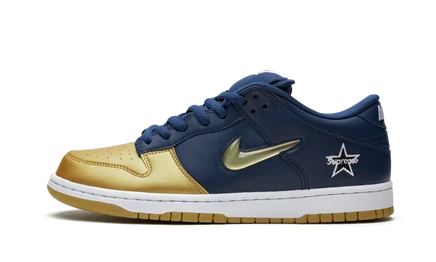 Кеды Nike SB Dunk Low Supreme Jewel Swoosh, золотисто-синие