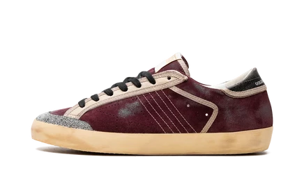 Кеды Golden Goose Super-Star Penstar замшевые с кристаллами, бордово-черные