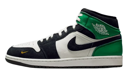 Мужские кроссовки Jordan 1 Mid SE, бело-зеленые