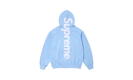 Худи Supreme с атласной аппликацией SU528, светло-голубое