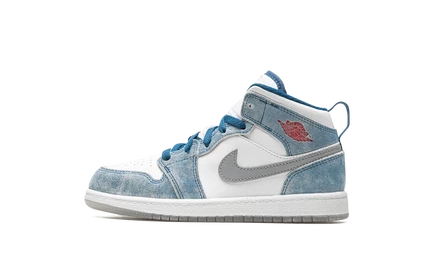 Детские кроссовки Jordan 1 Mid SE «French Blue», голубые