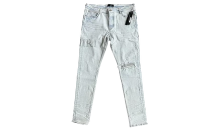 Мужские джинсы Amiri Crystal Logo, выбеленный индиго