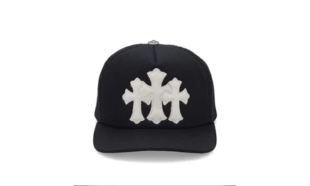 Кепка Chrome Hearts Triple Cross Cemetery, черная (мохер/кожа)