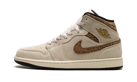 Кроссовки Jordan 1 Mid Brown Elephant, коричневые