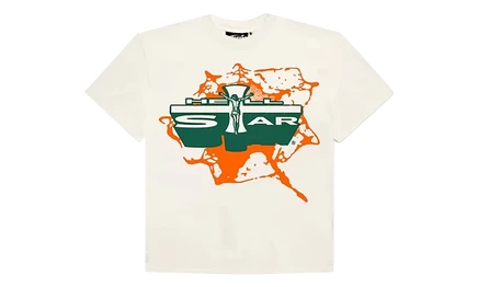 Футболка Hellstar Jesus Emblem, бело-оранжевая