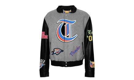 Куртка Jeff Hamilton varsity из шерсти и кожи, серая