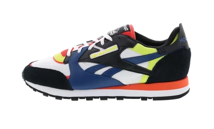 Кроссовки Reebok Classic Leather, бело-сине-черно-желтые