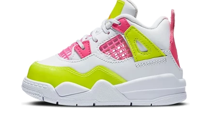 Детские кроссовки Jordan Air Jordan 4 TD «Lemon Venom», белые с розово-желтыми акцентами
