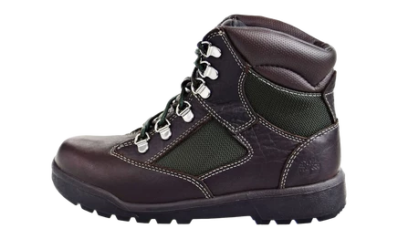 Детские ботинки Timberland 6‑дюймовые Field Boot из кожи и текстиля, коричнево‑зеленые