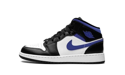 Детские кроссовки Jordan 1 Mid GS, сине-черно-белые