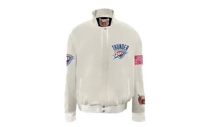 Куртка Jeff Hamilton OKC Thunder из шерсти и кожи, белая