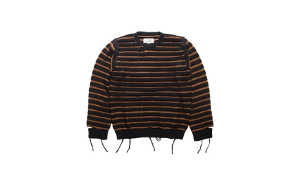 Свитер MM6 Maison Margiela в полоску с потертостями, черный