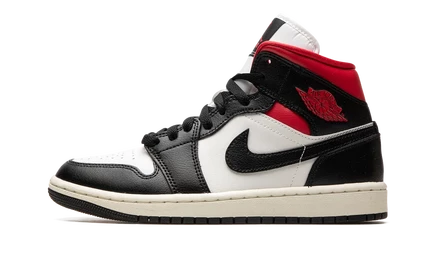 Женские кроссовки Jordan AJ1 Mid, черно-красно-молочные