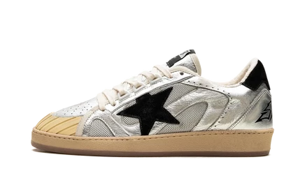 Кеды Golden Goose Ball Star Double, серебристо-черные