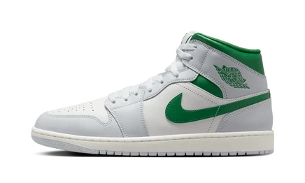 Кроссовки Jordan 1 Mid, белые/платиновые/сосново-зеленые