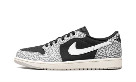 Кроссовки Jordan 1 Low Black Elephant, черные с принтом