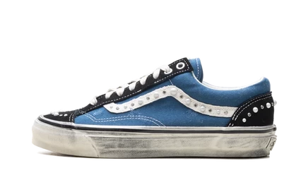 Кеды Vans Old Skool 36 «Pearlized Pack Navy Blue», канвас и кожа, темно-синие