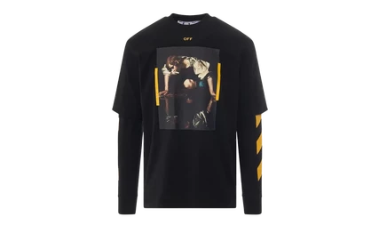 Футболка Off-White Diag Arr Carav Narcis Dbl, черно-желтая
