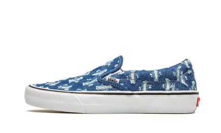 Слипоны Vans Slip-On Pro «Blue Hole Punch Denim», синие