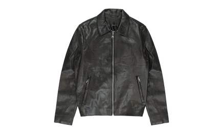 Кожаная куртка Purple brand P636 LJBZ423, черная