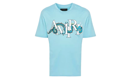 Мужская футболка Amiri Dragon Logo, сине-белая