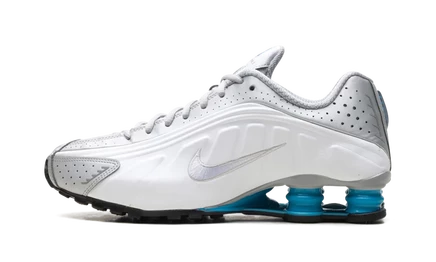 Кроссовки Nike Shox R4, серебристо-белые с голубым