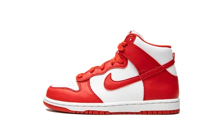 Детские высокие кроссовки Nike Dunk High University Red, бело-красные
